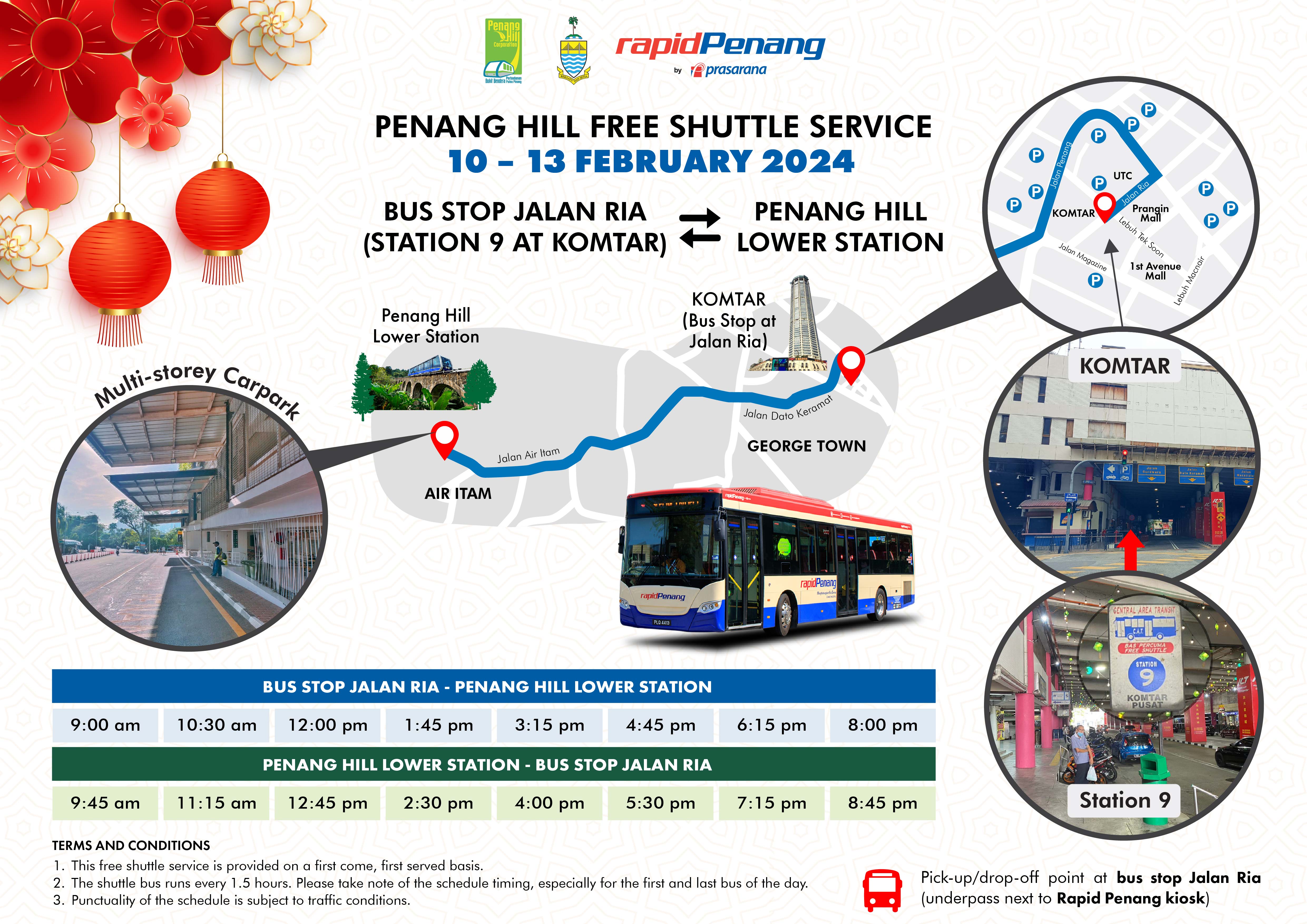 Penang Hill Free Shuttle Service (10 - 13 February 2024)