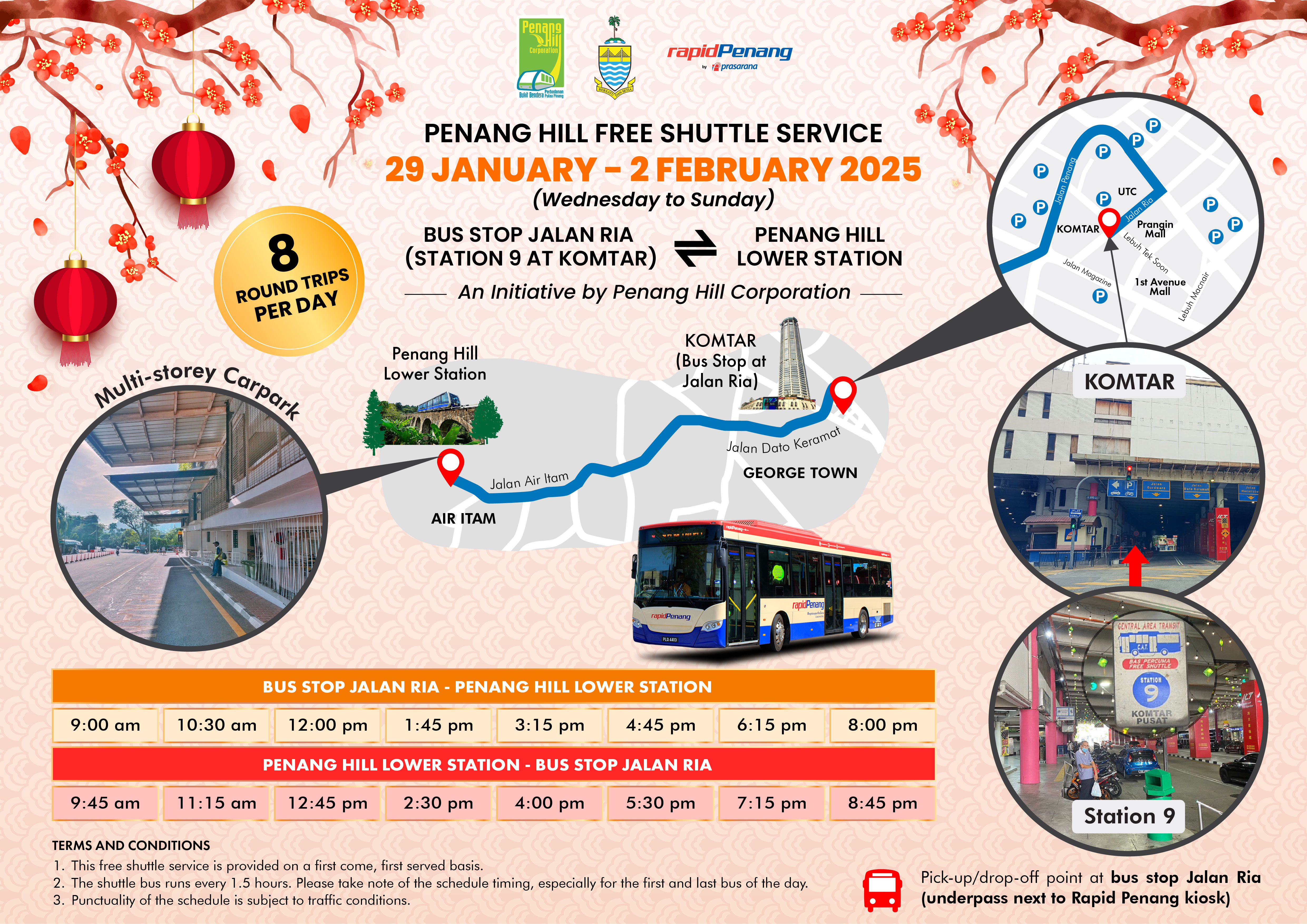 Penang Hill Free Shuttle Service Map